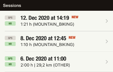 Garmin and Polar sessions